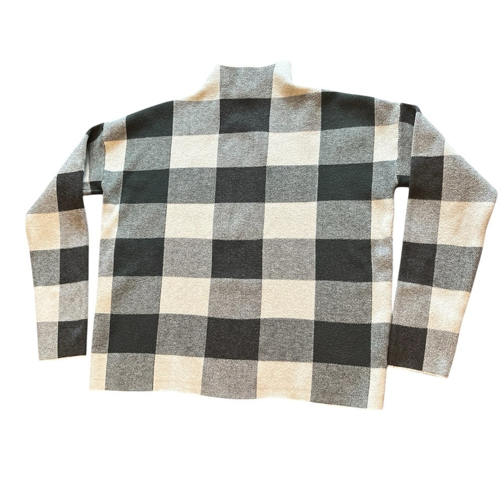 Tahari Mock Funnel Neck Checkered Green/Cream/Black Turtleneck Sweater Size S - Picture 11 of 15